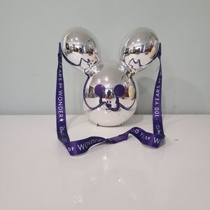 Disney 100 Years Of Wonder Mickey Balloon Popcorn Bucket Metallic Silver